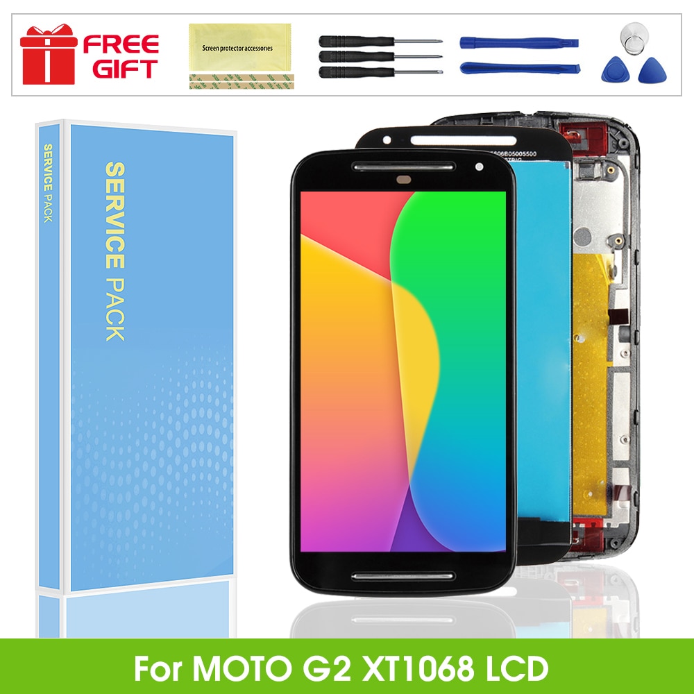 Voor Motorola Moto G2 Lcd-scherm Met Touch Screen Digitizer Vergadering Met Frame Voor Motorola Moto G2 XT1063 XT1064 XT1068