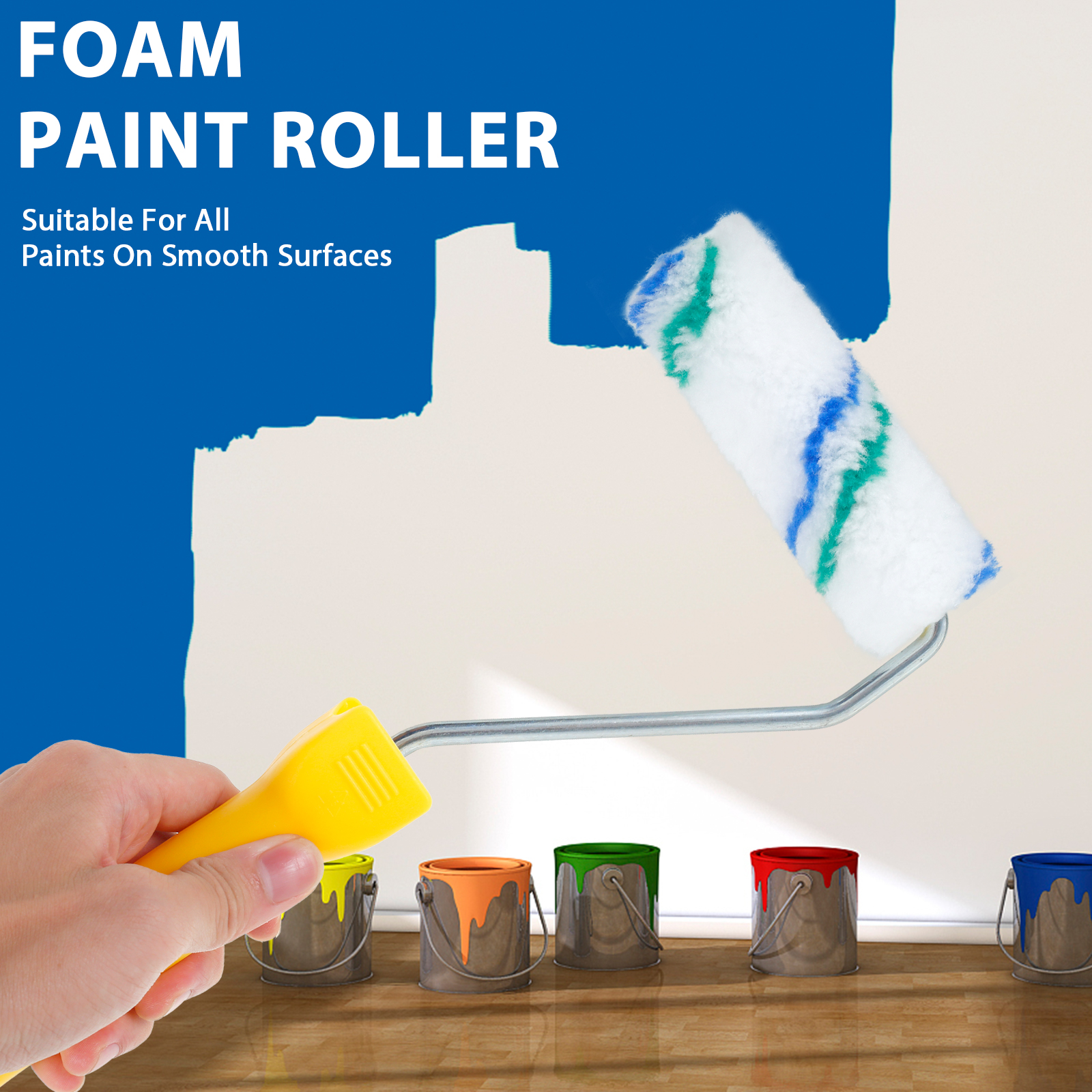 Kit de capas de rolo de pintura, 61 peças, 4 polegadas, rolos de pintura de poliéster, escova de rolo de pintura reutilizável, alça de rolo de pintura com 60 escovas de rolo