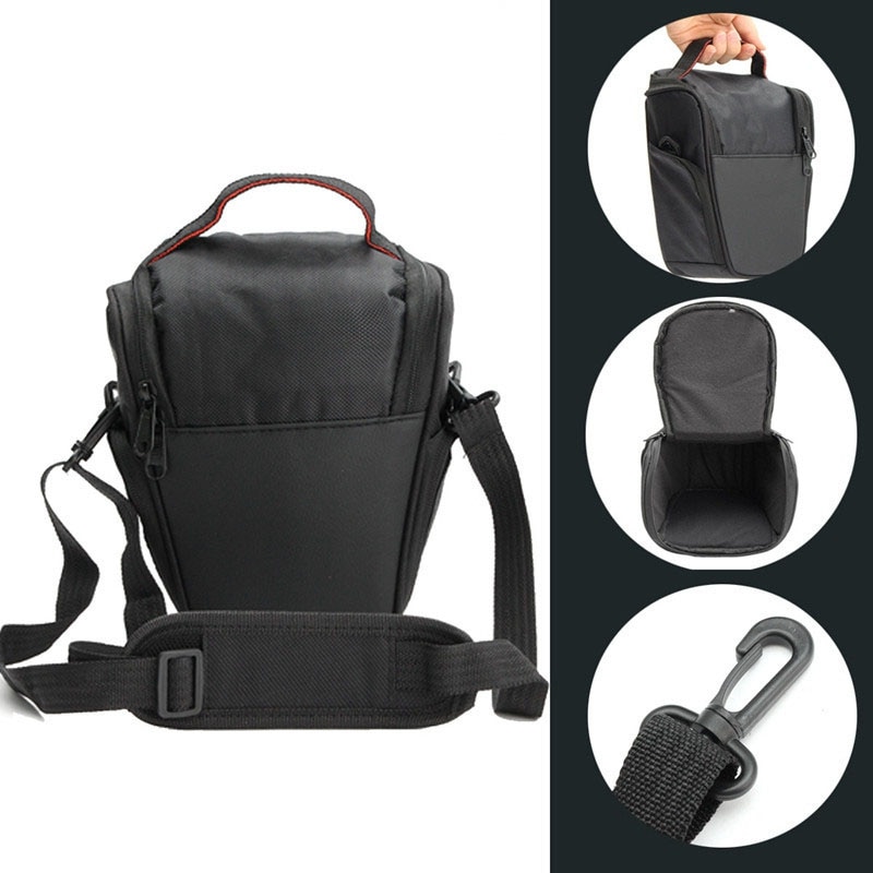 Driehoekige dslr-camerahoes, heuptas, reistas, fototas, schoudertas voor canon digitale camera, zwarte sporttas