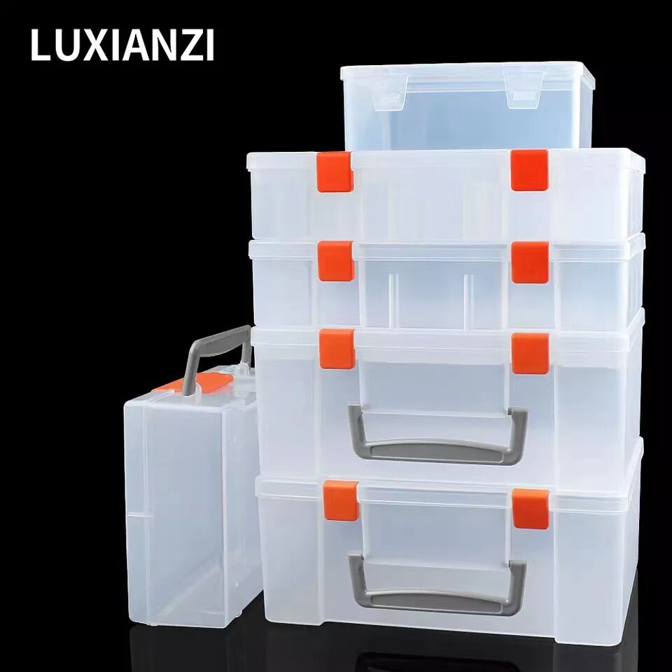 Plastic Tool Storage Box With Locking Handle Removable Compartment Repair Hardware Tools Portable Case Shockproof