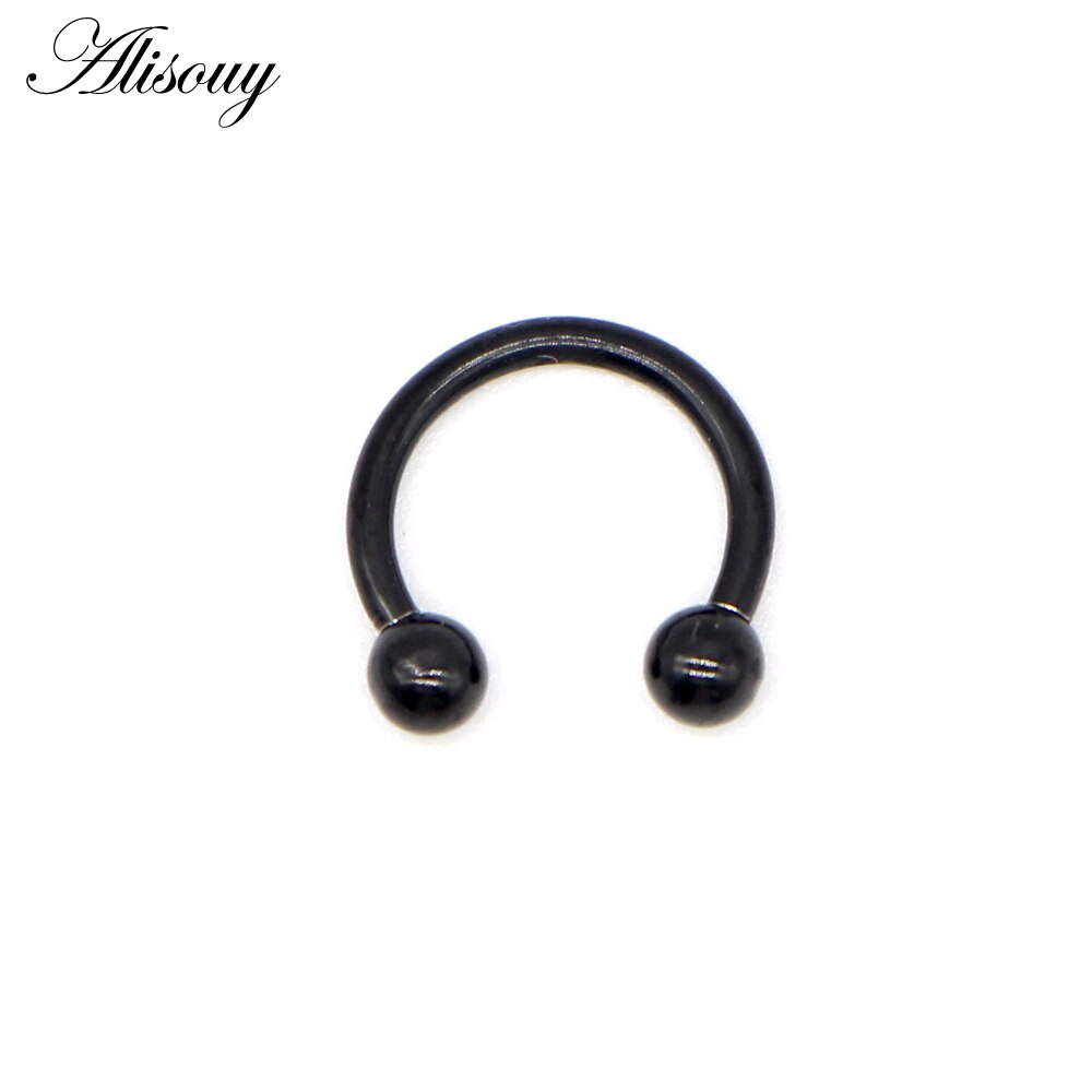 Alisouy 2Pcs 16G Anodized Circular Barbell Ring Nose Hoop Ear Cartilage Tragus Piercing Labret Ring For Unisex Jewelry: 2pc Black / 1.2x12x3 mm