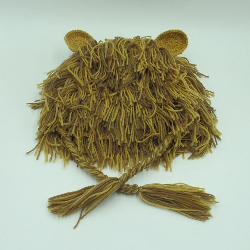 Herbst Winter Kinder Lion Hut Junge Mädchen Handgemachte Stricken Wolle Perücken Hut Baby Kinder Lion Kopf Hut Baby Lustige Halloween weihnachten