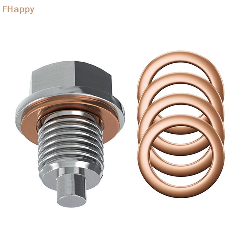 1Pc Auto Modificatie Magnetische Zuig Aftapplug Schroeven Met 5 Pakkingen Neodymium Magneet Rvs Bout Zware Olie plug