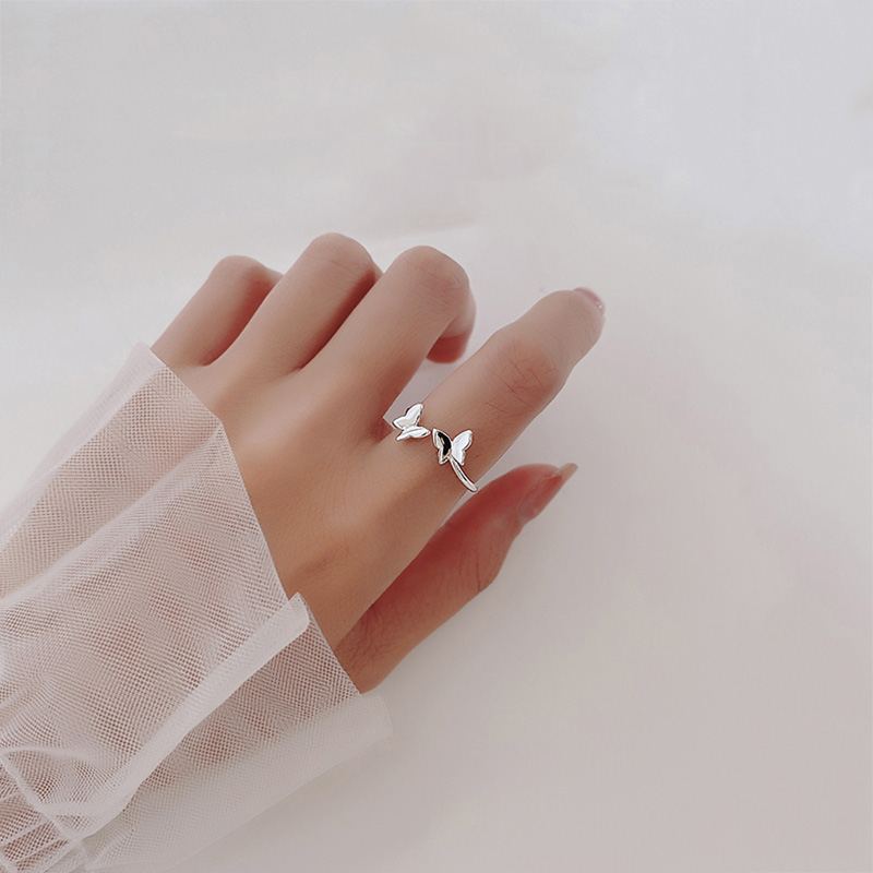 925 verstellbarer schmetterlingsring aus sterlingsilber mit zirkonia für damen, perfekt für partys und als edler punk-schmuck.