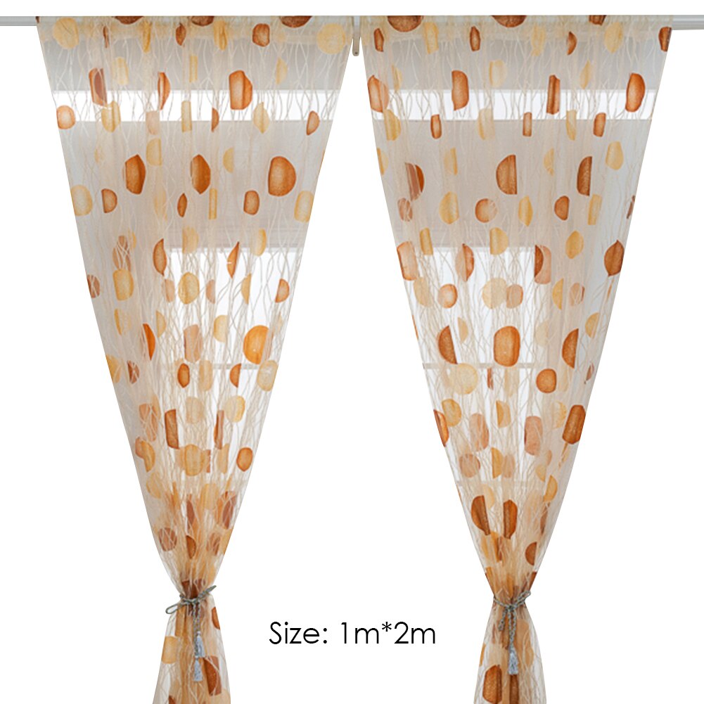 Bedroom Half Shading Window Screen Decor Curve Round Ball Printed Tulle Curtains Home Decoration Polyester Fabric Curtain: C