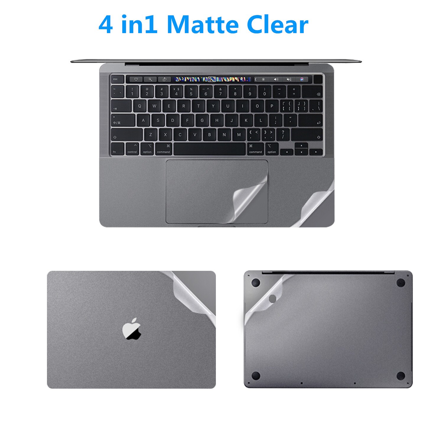 Autocollant complet pour MacBook Air 13 M1, A2337, A2179, A1932, housse de protection, repose-paume, pour le haut, le bas, le pavé tactile, nouveauté: Air13 A1932 2018 / 4 in 1 Matte Clear