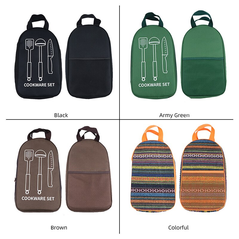 Bolsa de almacenamiento para utensilios de cocina, utensilio organizador portátil para viajes al aire libre, cubertería de acampada