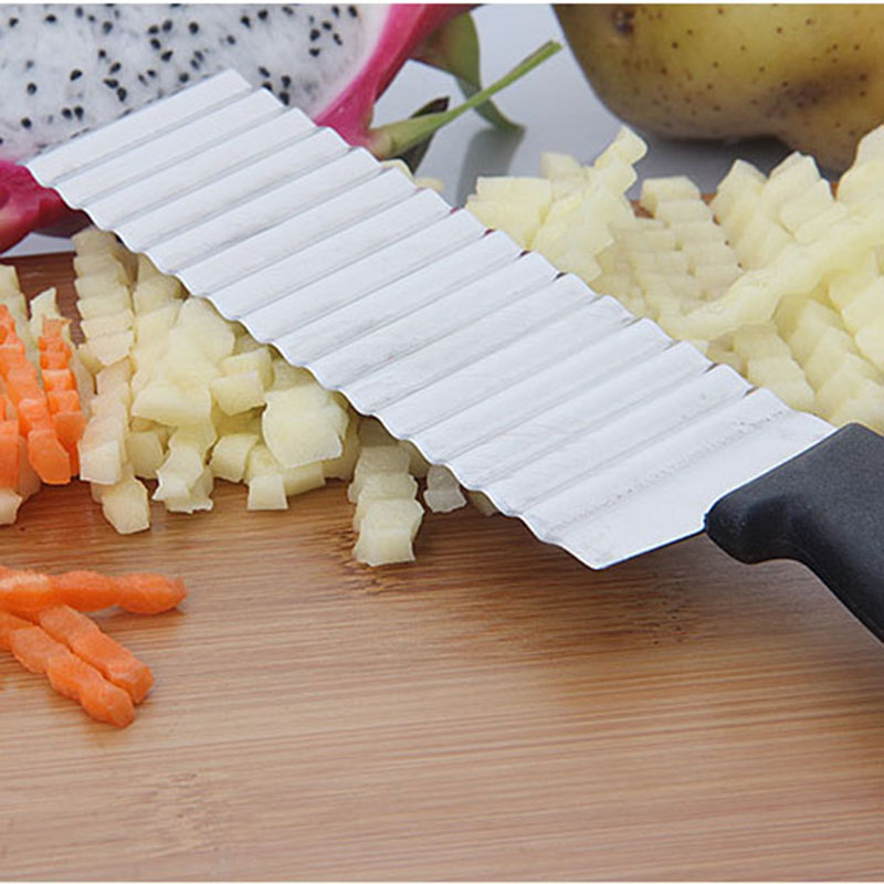 Stainless Steel French Fries Knife Potato Cutter Kitchen Gadgets Wave Shape French Fries Knife Potato Cutter