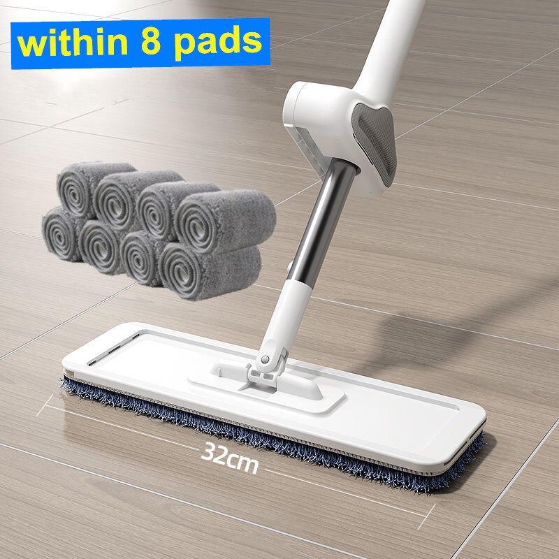 quetschen Mopp Mit Eimer Für Waschen Boden Selbst Reinigung Werkzeuge Flach Wischer Wringen Automatische Hause Helfen Faul Lappen Haus Blitz bietet: 32cm innerhalb 8 Pads