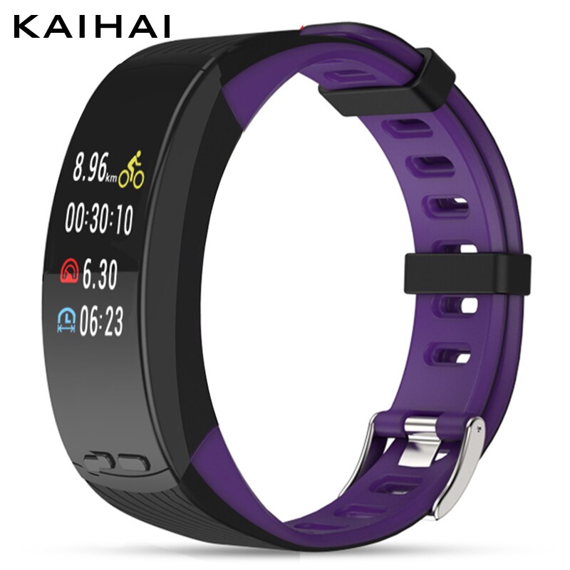 KAIHAI smart watch fitness tracker wristband bracelet gps Positioning without phone Pedometer Heart rate Monitor Pace speed: Purple 