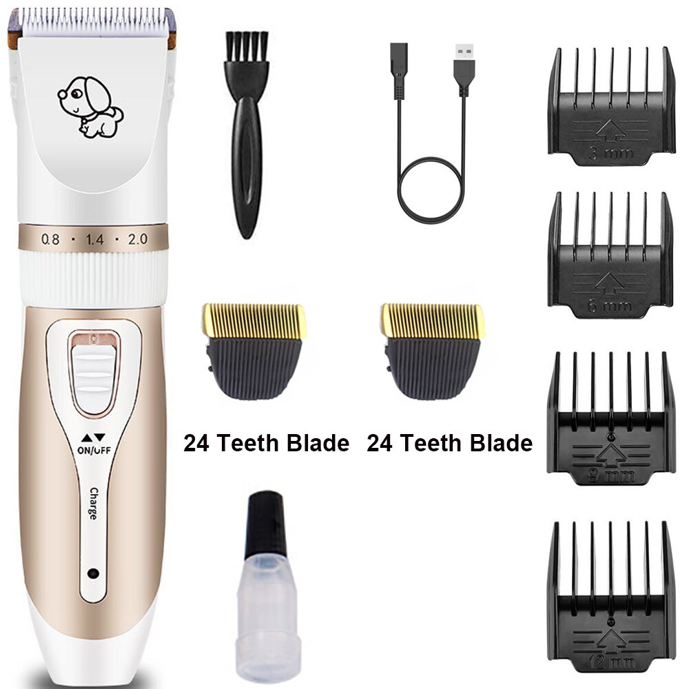 Electrical Pet Trimmer Grooming Kit Rechargeable Pet Dog Cat Hair Trimmer Shaver Set Animals Hair Cutting Machine: White B