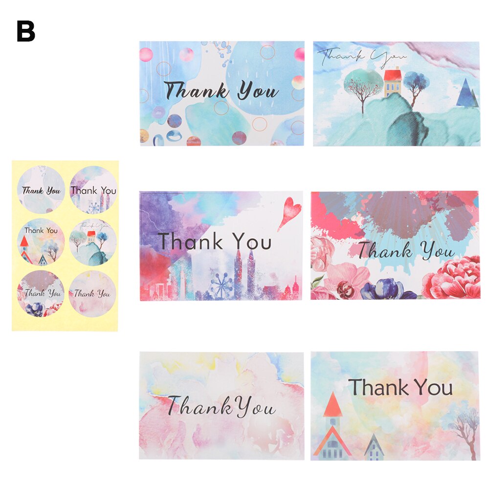 Cartes de remerciement en feuille d'or, lot de 4/6 cartes d'invitation à motifs floraux avec enveloppes, autocollants vierges, cartes postales pliantes: 6Pcs-B
