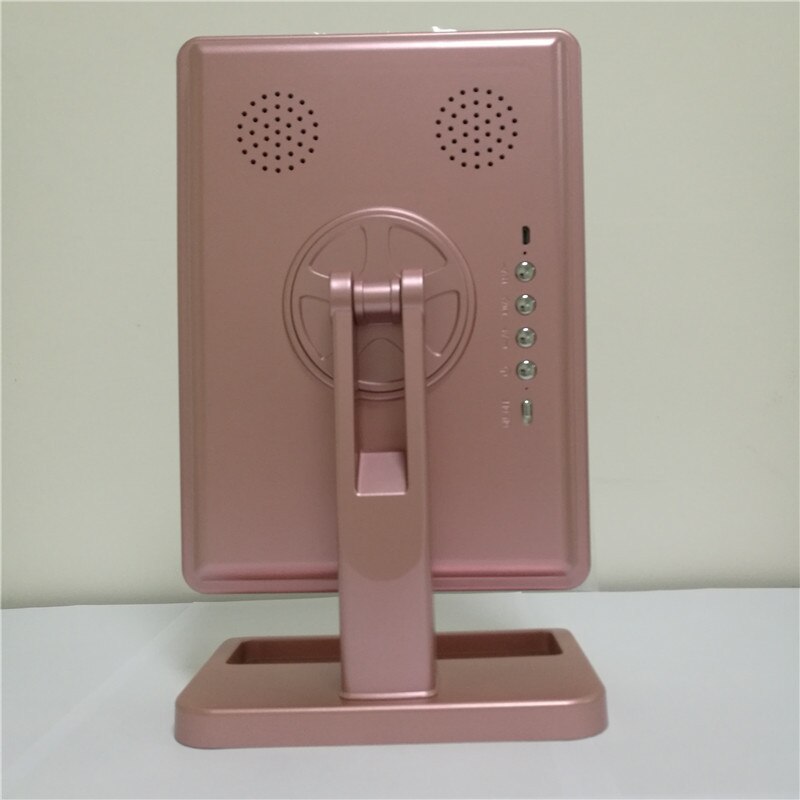 Altavoz Bluetooth maquillaje LED espejo iluminado de mesa de cosméticos espejo de vanidad con 20 Pantalla táctil ajustable 10X lupa: Bluetooth-rose