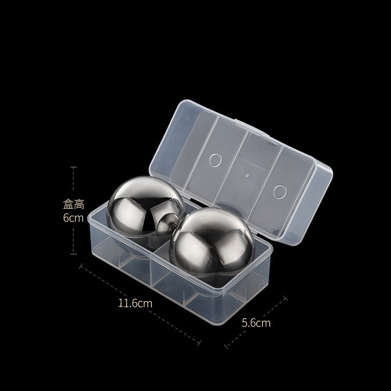 2pcs/box 304 Stainless Steel Round Ice Cubes Whiskey Cooling Stone Quick-frozen Metal Particles Ice Cube Box Wine Set Ice Tartar: 2pcs- Round box