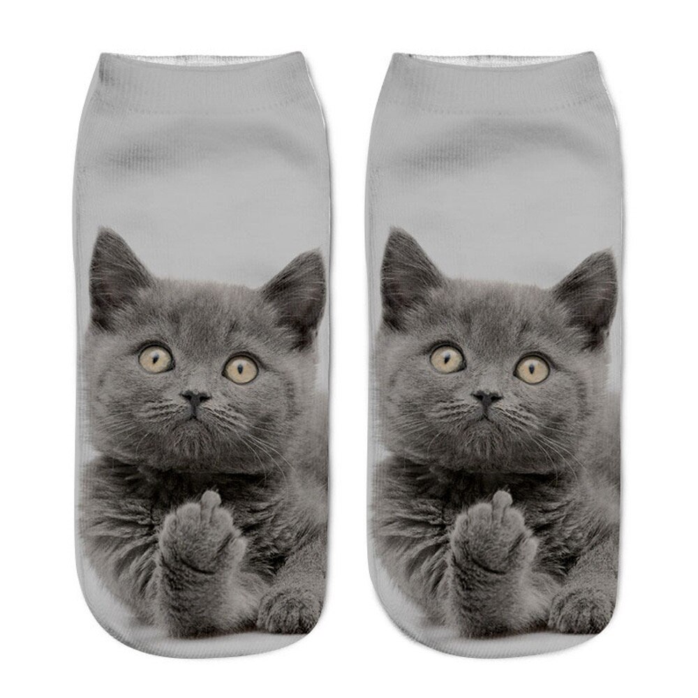 Stijl Mode 3D Kat Dier Duizenden Afdrukken Patronen Korte Sokken Grappige Harajuku Herfst Vrouwen Gelukkig Low Enkelsokken: 659