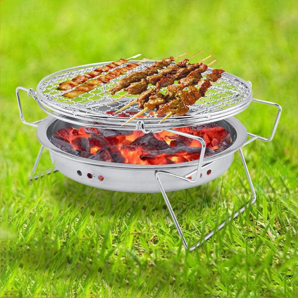 Outdoor Stainless Steel Bbq Grill Small Portable Barbecue Grill Camping Picnic Charcoal Stove Folding Grill