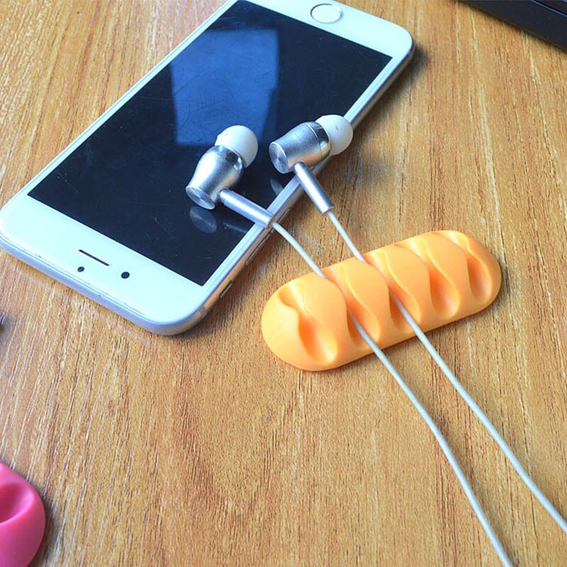 Cable Holder Protector Organizer Desktop Management Finishing Desktop Plug 5 Holes Strip Silicone Wire Retention Clips For Home