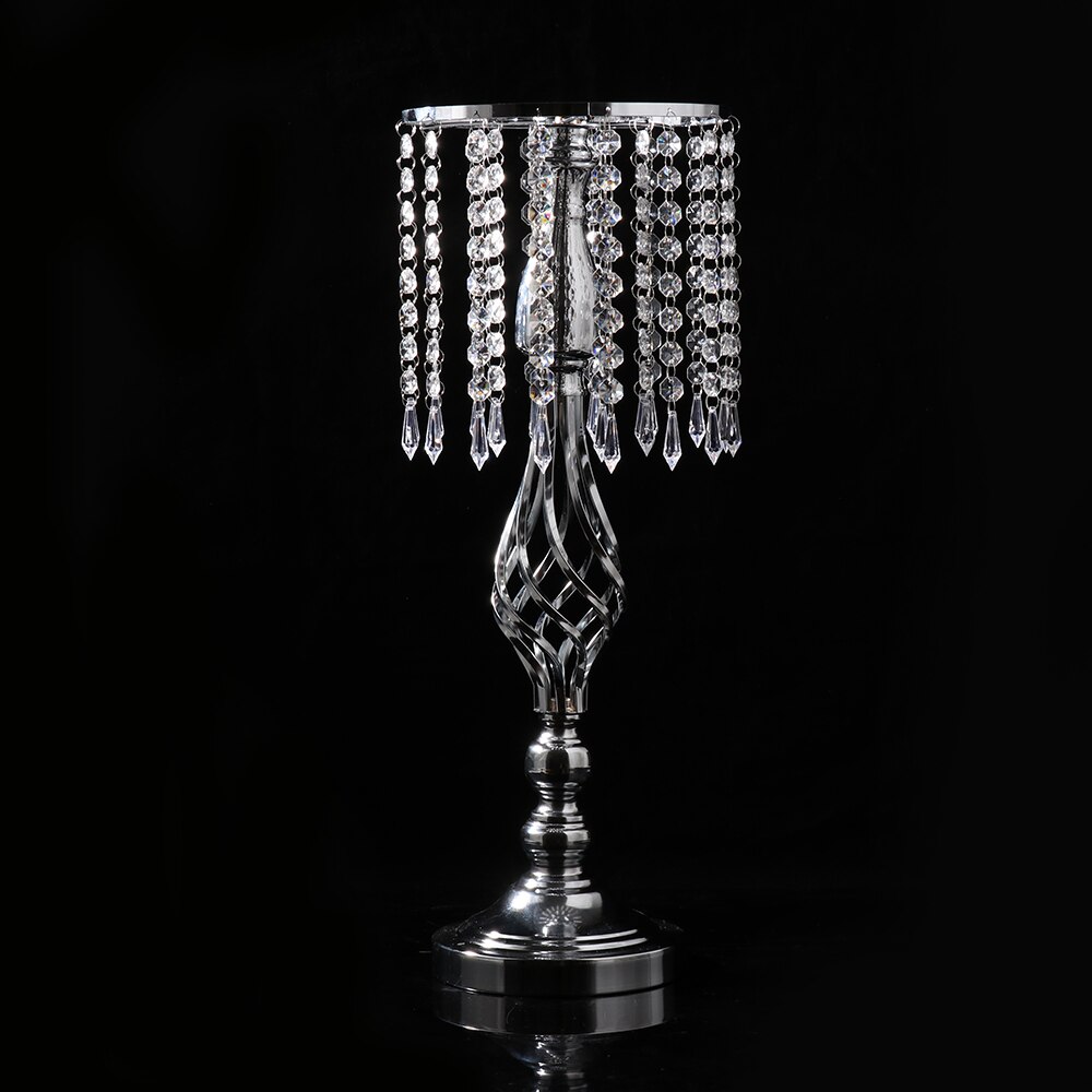 Bougeoir de décoration de mariage | Center de Table, grand chandelier en cristal, bougeoirs de décoration de mariage: Silver  large