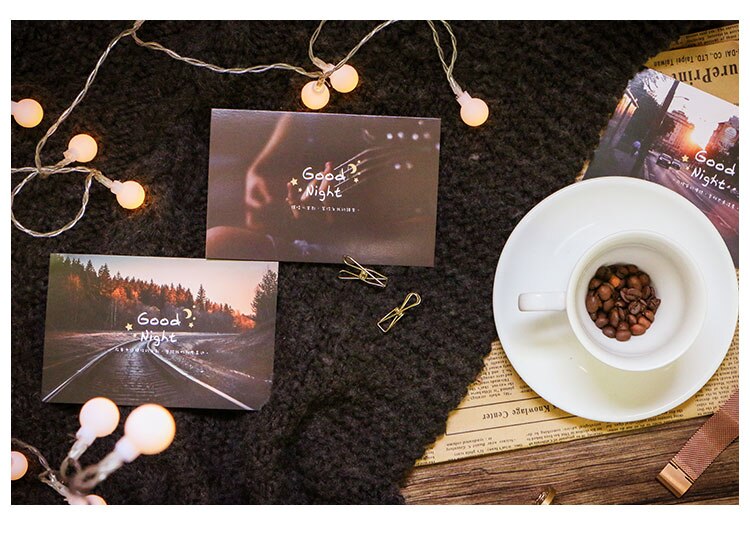 30 Pcs/Set Good Night Postcard/Greeting Card/Message Card/Birthday Letter Envelope Card