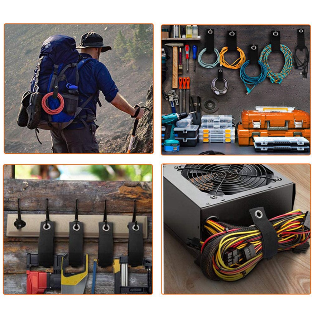 6Pcs Heavy Duty Nylon Metal Extension Cord Cable Tube Soft Storage Line Straps