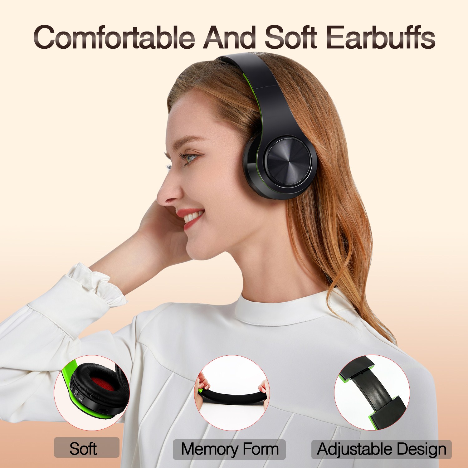 Girl Boy earphones Wireless Stereo Bluetooth Headphones Built-in Mic Soft Earmuffs Sports Headset BASS for ios and Android