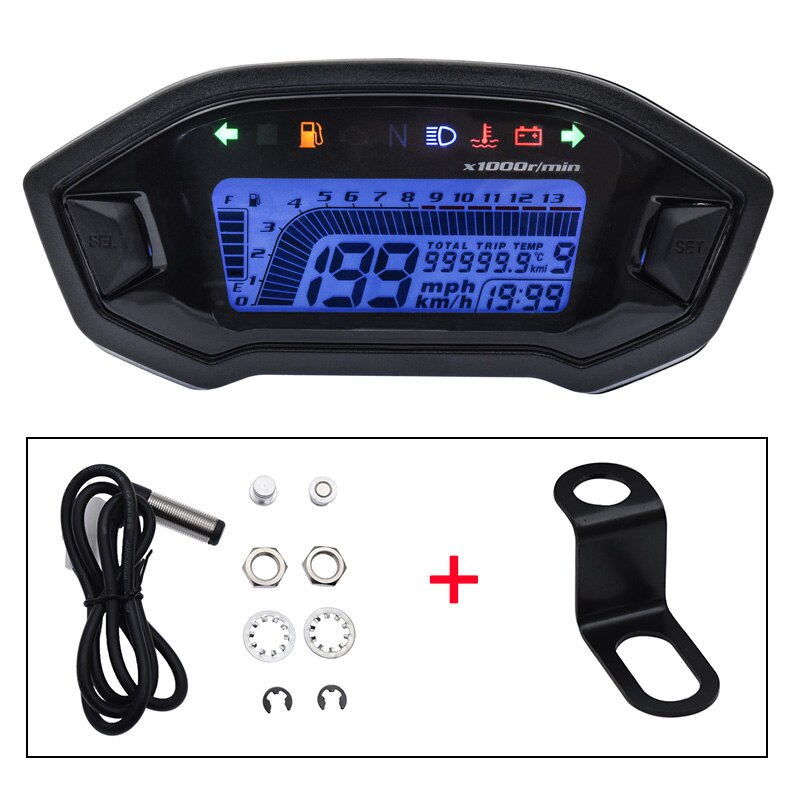 12V motocykl LCD wskaźnik cyfrowy prędkościomierz dla Honda Grom 125 MSX125 wodoodporny licznik Velocimetro miernik: czujnik i wspornik