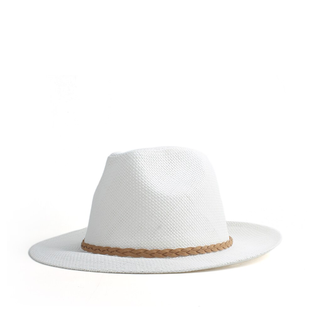 Schipper Stro Zonnehoed Wome Mannen Brede Rand Panama Hoed Zomer Strand Sunbonnet Hoed Met Mode Band Maat 58cm: White