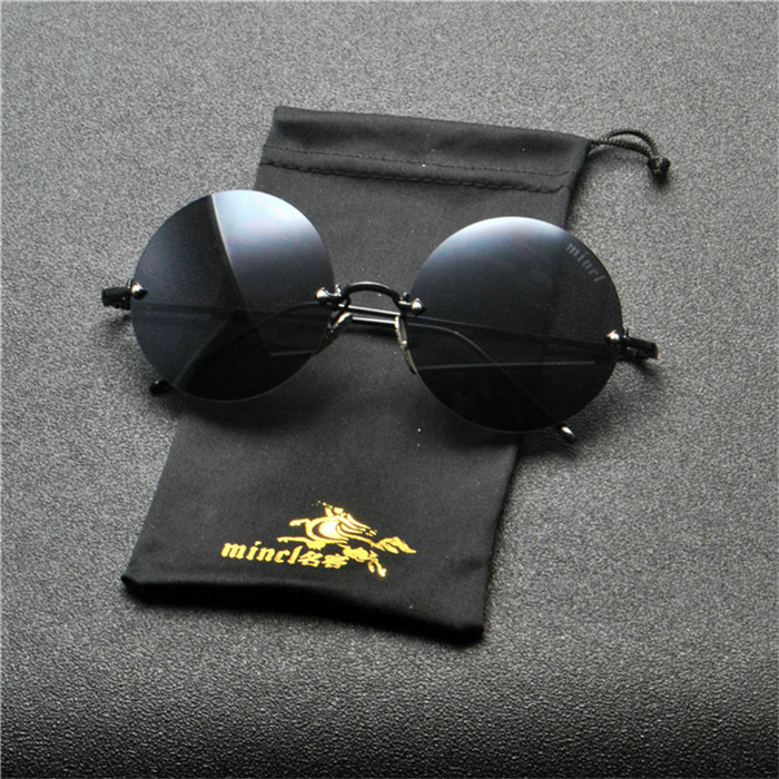 Gafas de sol redondas sin marco para mujer, de , de lujo, de , ópticamente transparentes, gafas de sol para hombres y mujeres, sombra NX: black