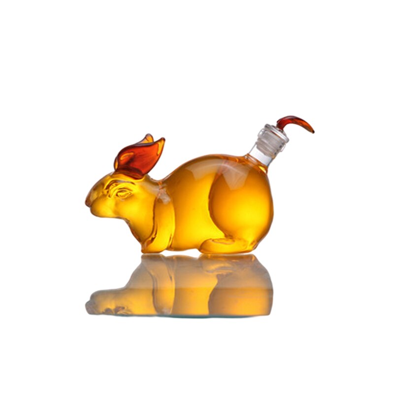 12 style animal shaped novelty wine bottle lead-free glass barware men whiskey decanter for Liquor Scotch Bourbon: Rabbit