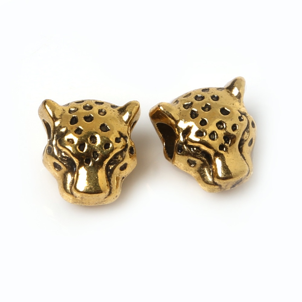 Charms Beads 10Pcs/lot Antique Gold Silver Color Lion Leopard Head Charms Beads Fit Making Bracelet DIY