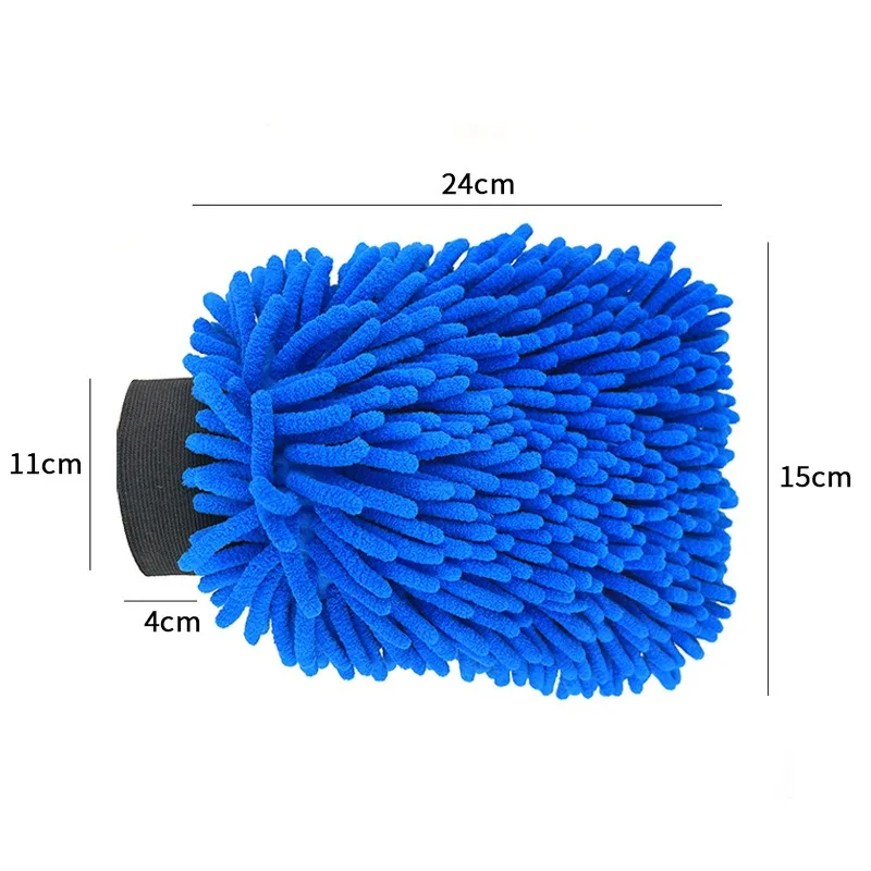 Mikrofaser Autowaschhandschuhe Chenille Wasserdichter Mitt Weiche Mesh-Rückseite Doppelseitiger Handschuh Mitt Wachs Detaillierungsbürste Autoreinigungswerkzeug