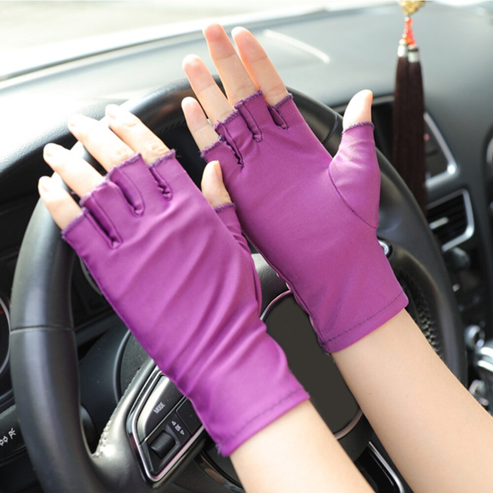 Auto Rijden Handschoenen Anti-Uv Handschoenen Vrouwen Mannen Half Vinger Handschoenen Dunne Zweet Absorptie Ademend Antislip Drive Hand Protector