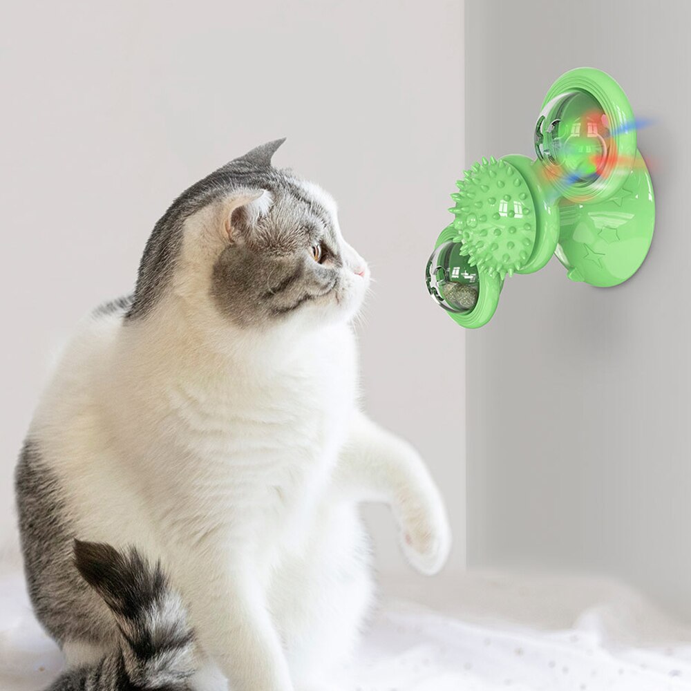 Kæledyrskat legetøj hvirvlende puslespil træning pladespiller forsyninger vindmølle kugletype interaktiv ved killings leg kattemateriel 158 x 74mm #15