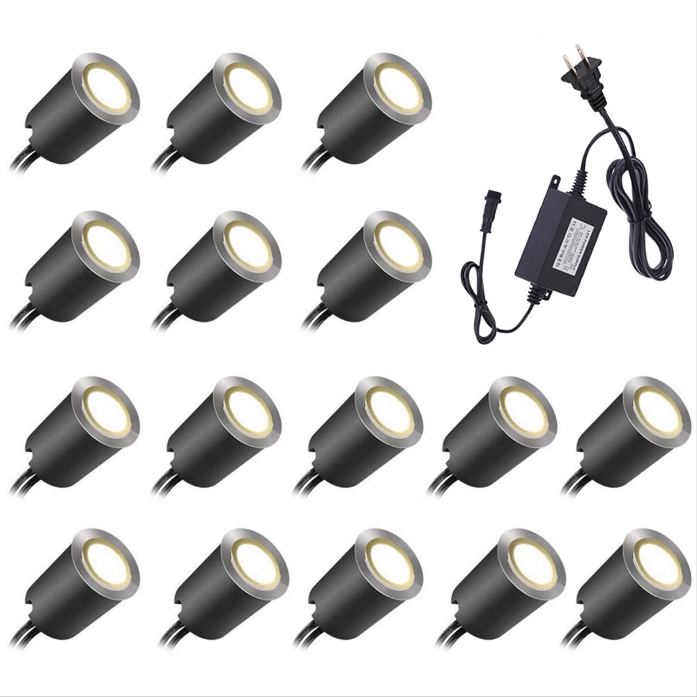 12V LED Deck Light Underground lampa ze stali nierdzewnej wodoodporny IP67 wpuszczone oświetlenie schodowe LED Light Wall Spotlight 16 sztuk/partia: 16pcs with shell US / Natural white