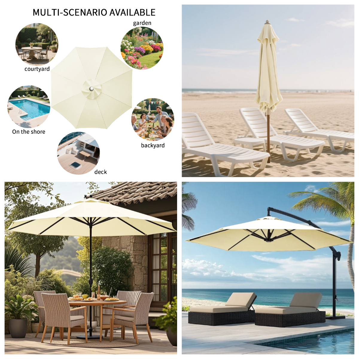 Parasol Replacement Cloth Outdoor Garden 2/2.5/2.7/3M Umbrella Cover Waterproof Sunshade Canopy For 6 Ribs/8 Ribs Parasol Cover