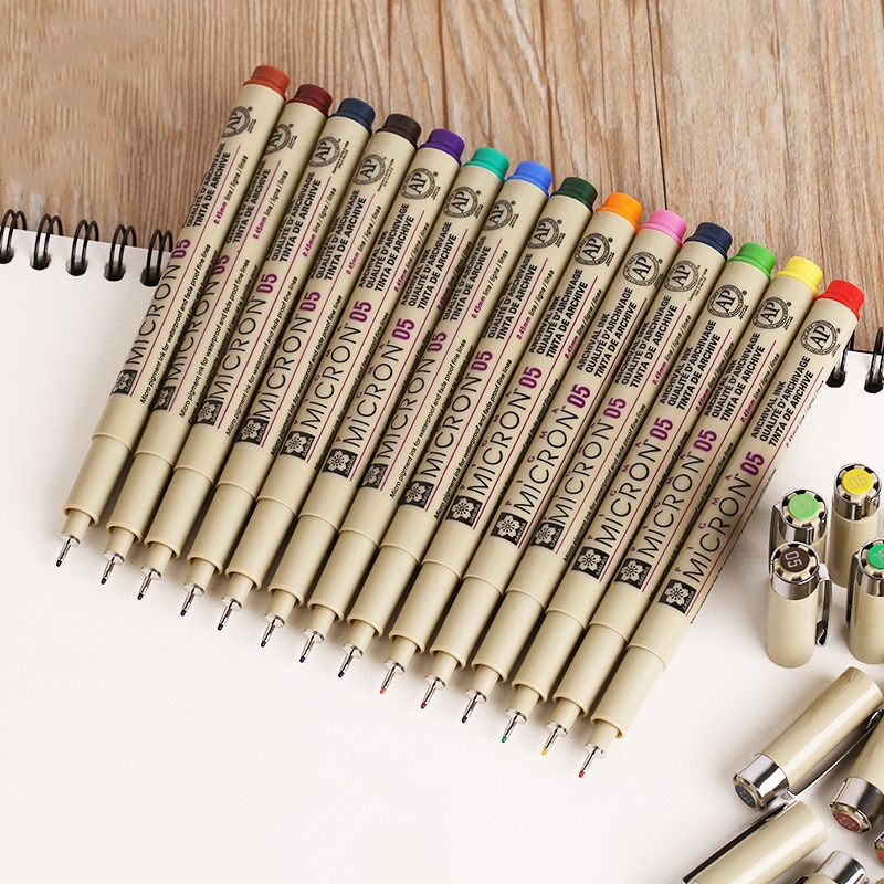 Fargerik linerpenn vanntett glatt fine liner pigma micron penn 0.45mm tegnetusjer tegne liners artist markører penner