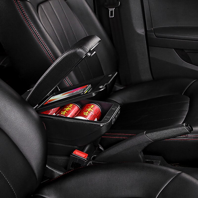 Accoudoir central en cuir synthétique pour ford ecosport, boîte de rangement, porte-gobelet, cendrier, accessoire de style automobile