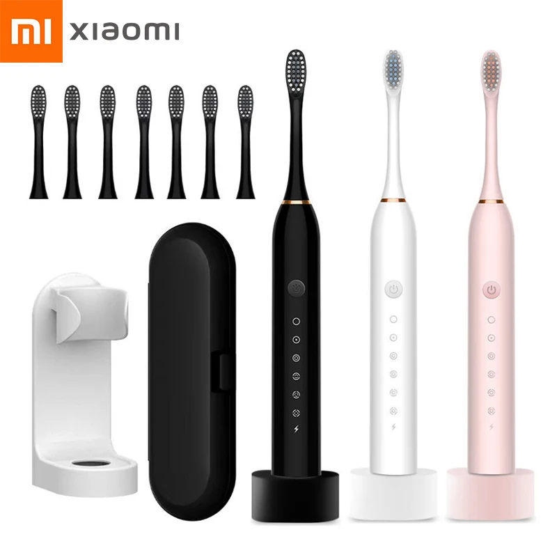 Xiaomi Mijia Electric Toothbrush Rechargeable USB 6 Mode Sonic Toothbrush IPX7 Waterproof Travel Box Holder replacement head
