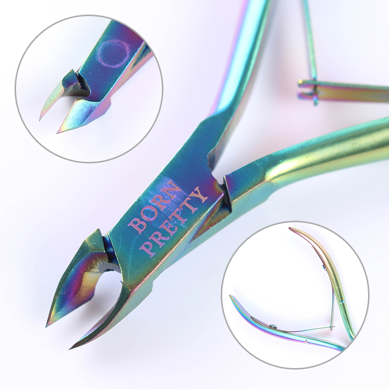 Geboren Pretty Nail Art Cuticle Pusher Regenboog Nail Cutter Tweezer Nipper Clipper Dode Huid Remover Tweezer Nail Art Tool