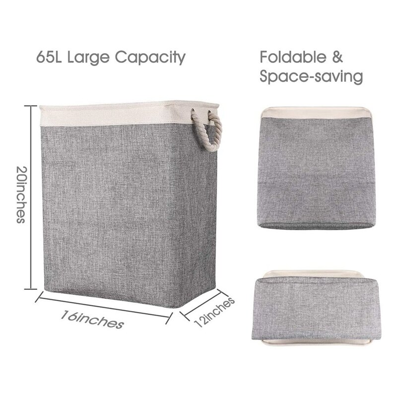 Laundry Baskets with Handles Collapsible Linen Hampers with Detachable Brackets Well-Holding Foldable Laundry Hamper