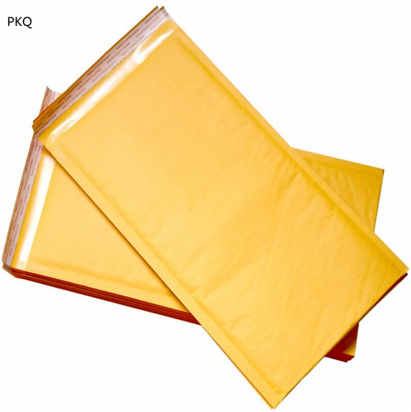 Bolsas de burbuja de papel Kraft amarillo de 7 tamaños, 50 Uds., estilo largo, autosellado, amarillo, embalaje de correo, sobres acolchados de burbujas para correo