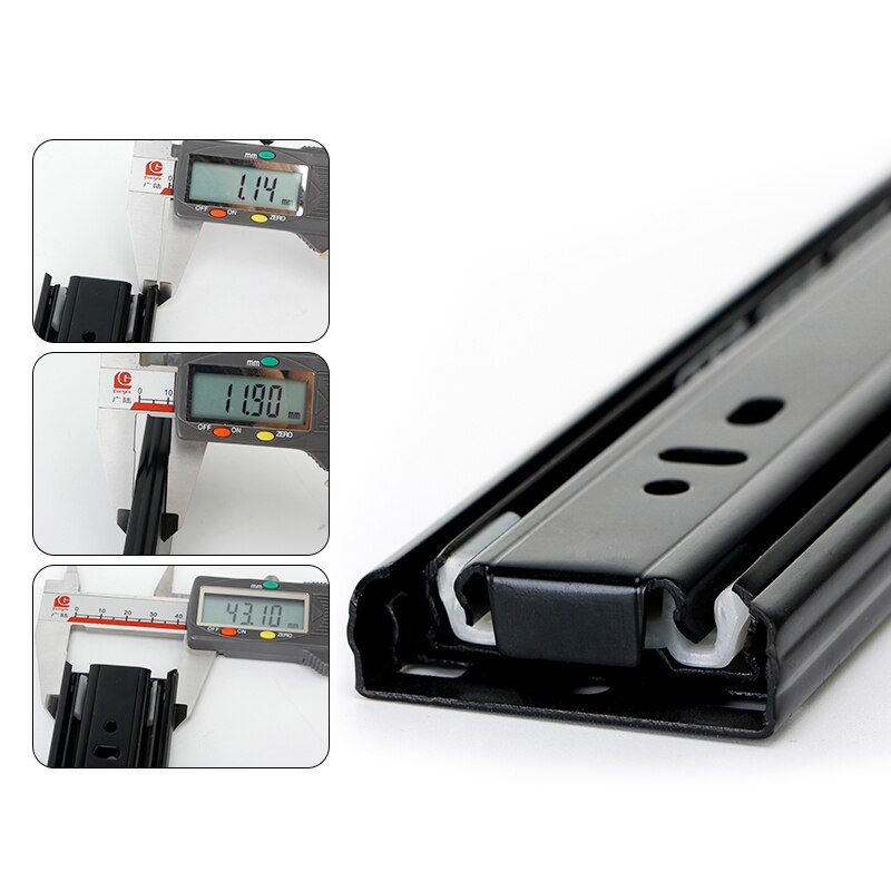 Cabinet Sliding Rail 10"-20"Steel Drawer Slides Soft Close Track Cushioned Silent Closing Three Section Sliding Rails Axis Slide