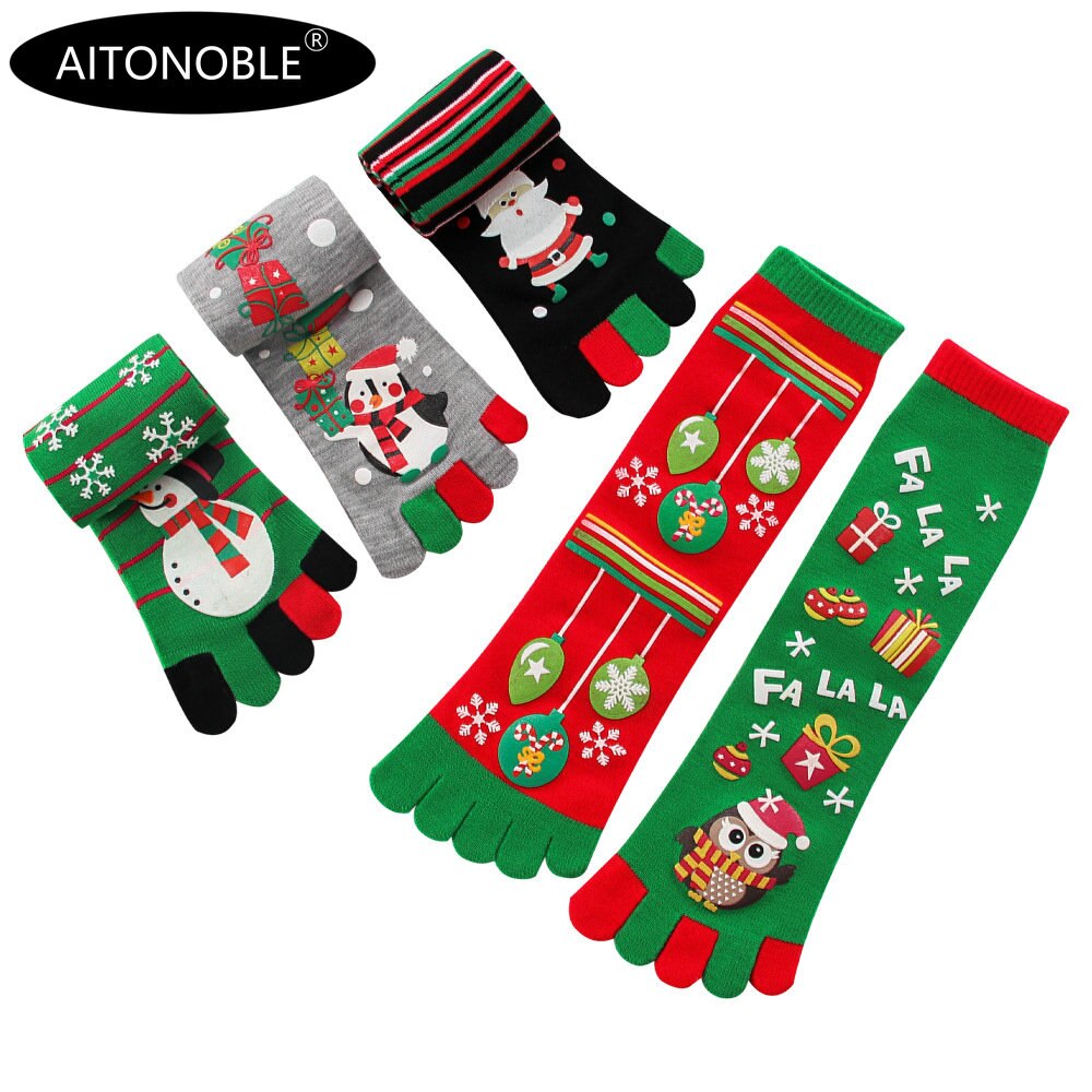 Aitonoble Girls and Women Christmas Socks Toes Socks Christmas Socks Fall Winter Socks Socks