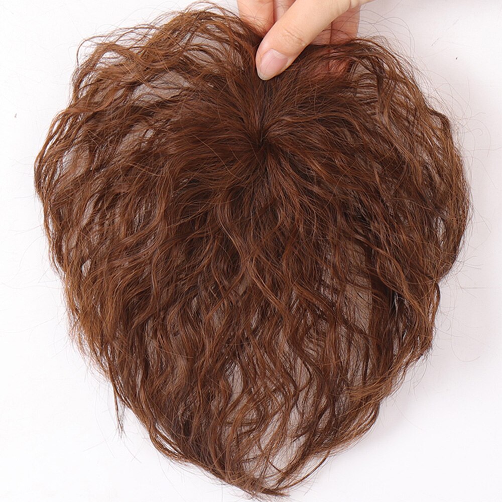 XUANGUANG-tupé de mujer con flequillo, pelo sintético ondulado, negro y marrón