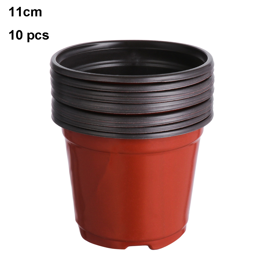 10Pcs Mini Nursery Pots Plant Trays Soft Plastic Two-Tone Round Planter Flower Vases Garden Supply Decor Garden Supply: 11cm