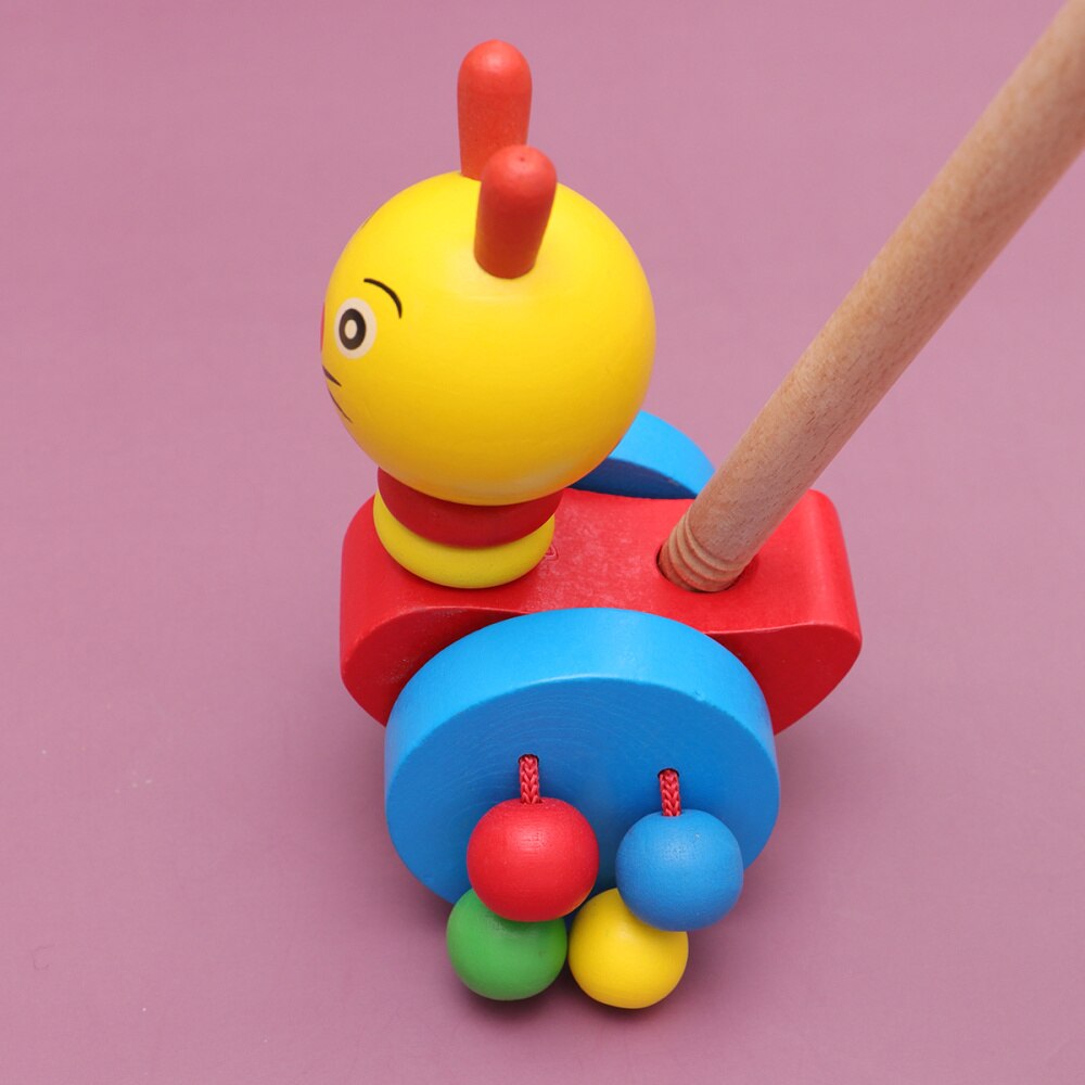 Baby Pushing Cart Toys Cartoon Animal Carts Toy Baby Walker Wooden Carts Toys Push Rod Cart Toys (Frog)