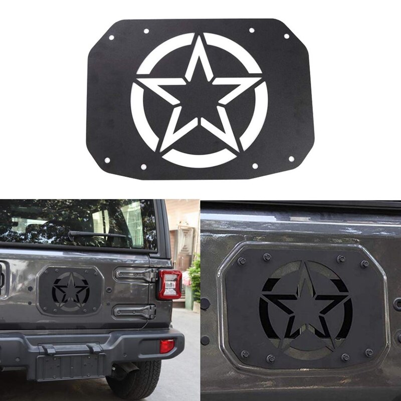 Reservehjulsholder slett påfyllingsplate trampstempel bakluke ventilasjonsplate deksel for 2007 jeep wrangler  jk 2/4 dør(stjerne)