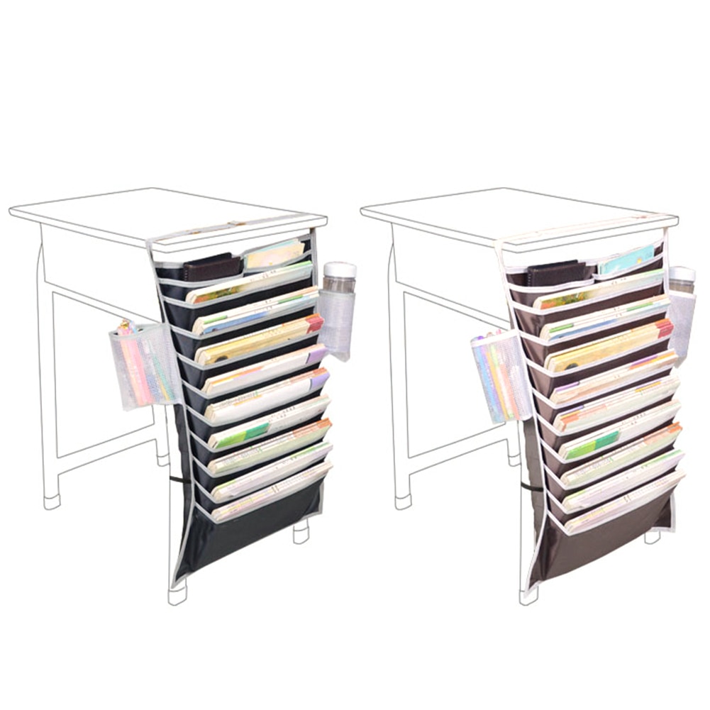 Multi-Pocket Student Table Desk Water Bottle Book Storage Hanging Bag Organizer