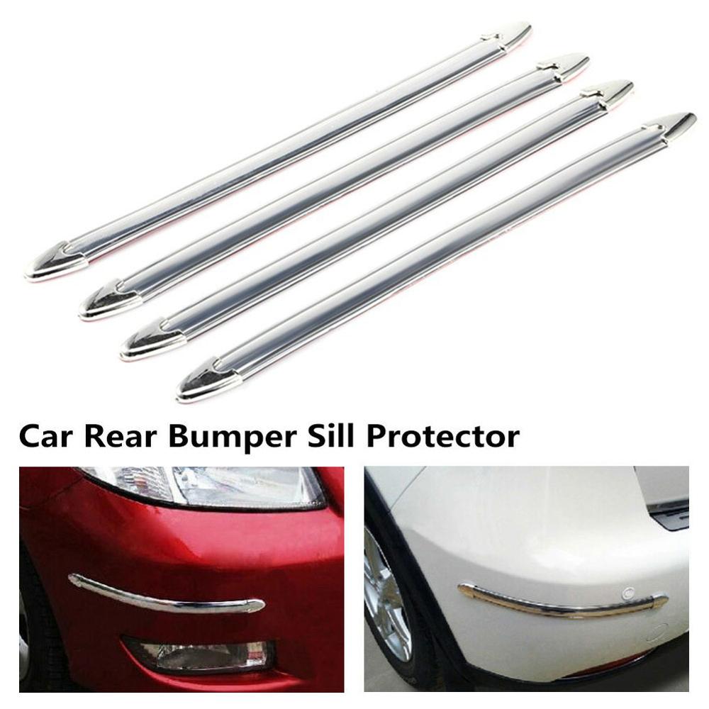 4PCS/Set Silver Chrome Bumper Corner Side Edge Guard Protector Protective Car Auto Truck Decoration Strip Styling Mouldings: Default Title