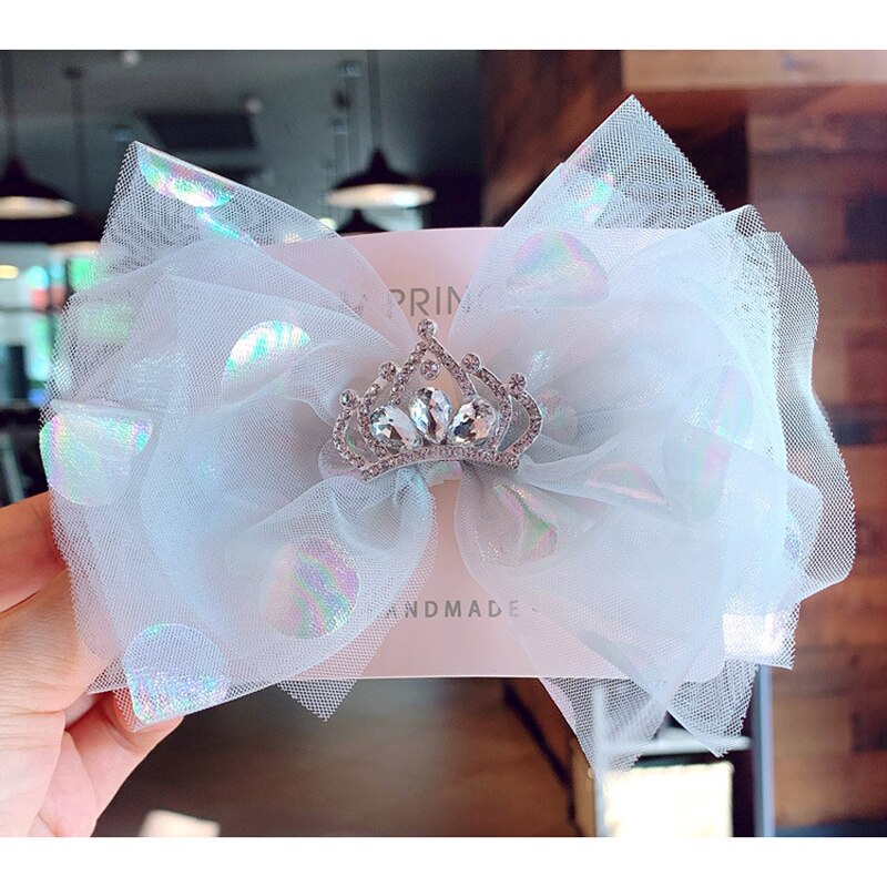 Balleenshiny Pailletten Dot Mesh Kinderen Grote Boog Kroon Haarspeld Prinses Baby Meisje Hoofddeksels Accessoires Baby Kids Hair Clips: T4